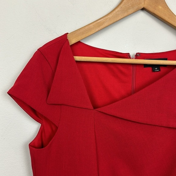 TAHARI Fold Over Neck Sheath Dress Sz 10 - Picture 5 of 10
